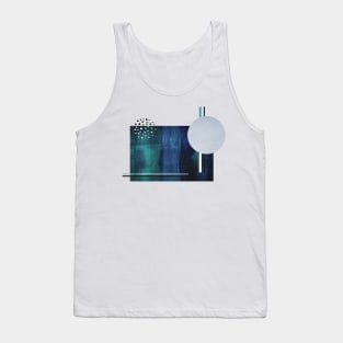 Mid-Century modern inspired textured collage art in teal tones Tank Top